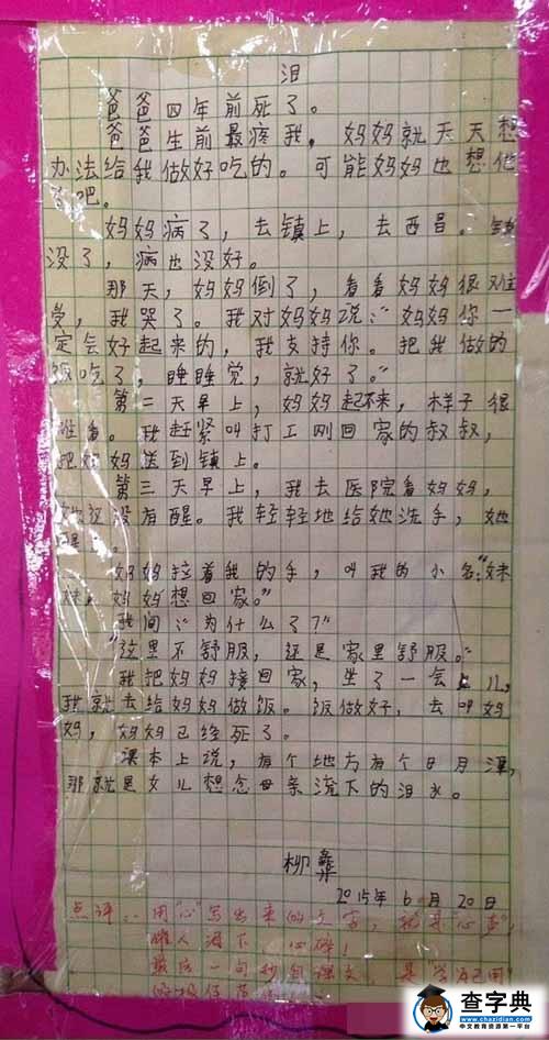 世上最悲傷作文：飯做好了，媽媽死了(組圖)1