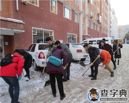 大學生化身青年志愿者到園藝社區為百姓義務掃雪5