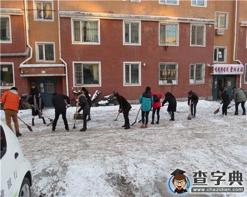 大學生化身青年志愿者到園藝社區為百姓義務掃雪2